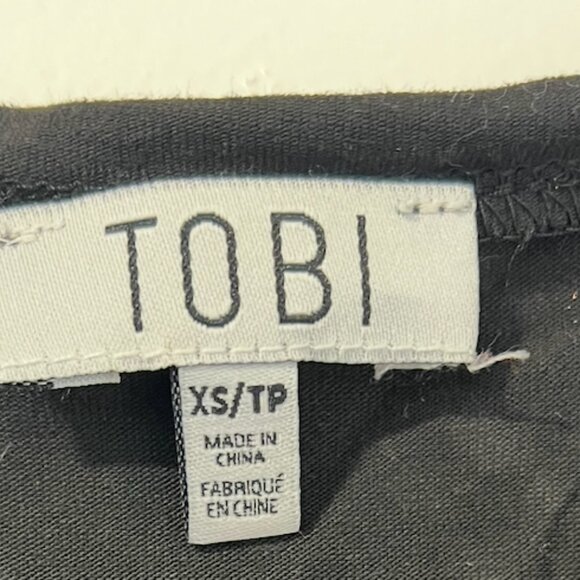 Tobi 94% Cotton Blend True Black midi dress, long side cutout layering dress XS - Picture 4 of 4